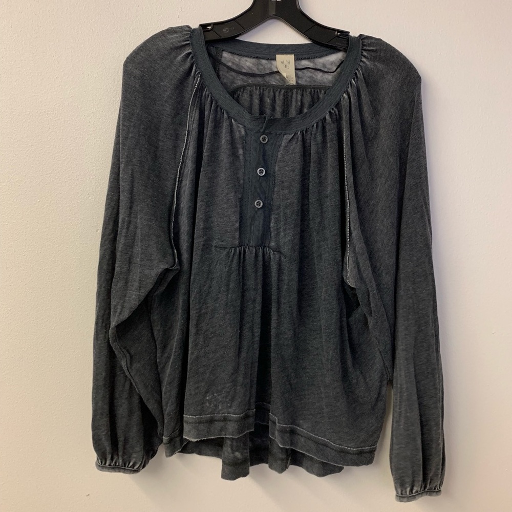 We The Free Gray Burn Out Pheasant Shirt Size XS